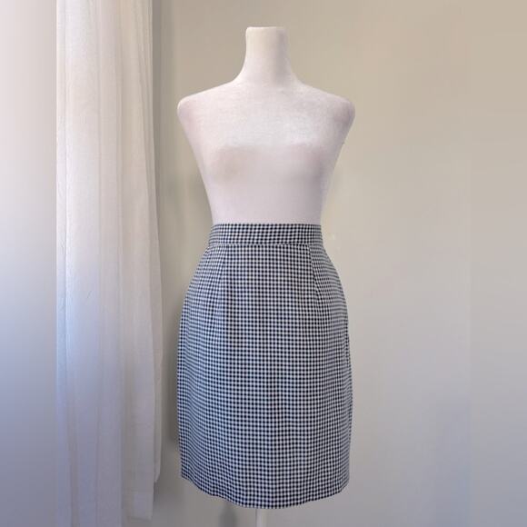 Vintage ‘90s Rampage Navy Blue & White Gingham Print Mini Skirt - Picture 2 of 8